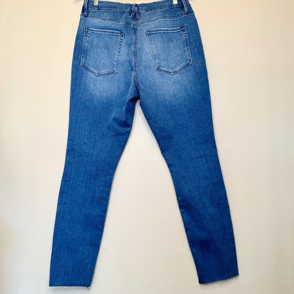 Good American Anthro Good Waist Raw Step Hem High Waisted Stretchy Skinny Jeans - Picture 3 of 14